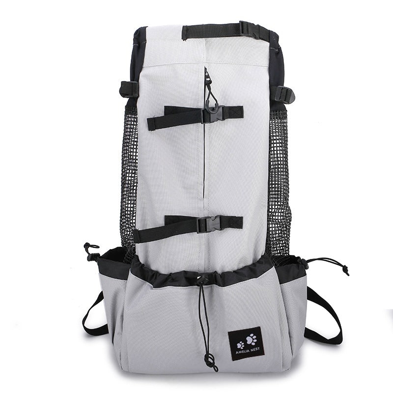 Double-shoulder pet backpack carrier in grey
