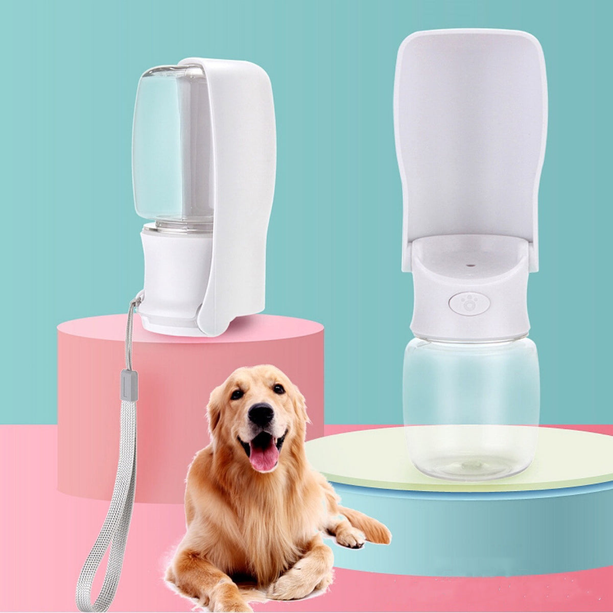 Foldable pet water bottle, product photo