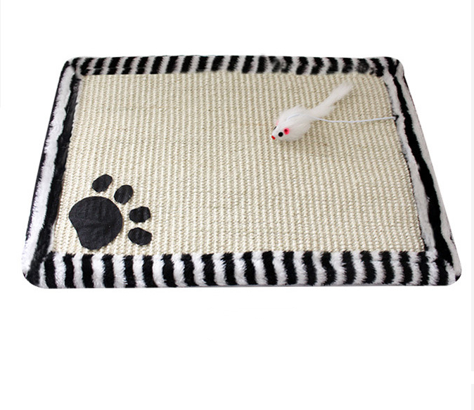 Cat scratch mat in black and white stripes