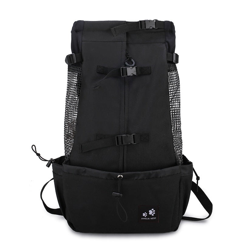 Double-shoulder pet backpack carrier in black