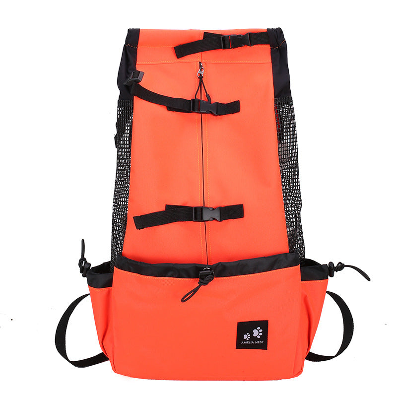 Double-shoulder pet backpack carrier in orange
