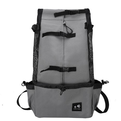 Double-shoulder pet backpack carrier in dark grey