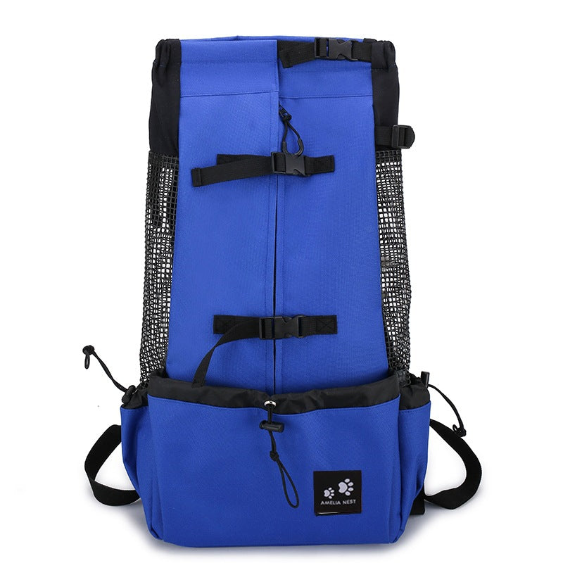 Double-shoulder pet backpack carrier in blue