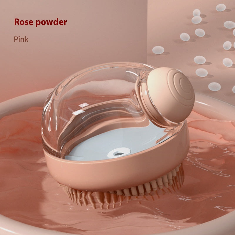 Pet bath brush with shampoo reservoir, Rose powder colour