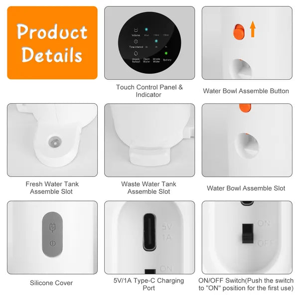 Cordless Smart Cat Water Fountain, 3L, photo 4 of 6
