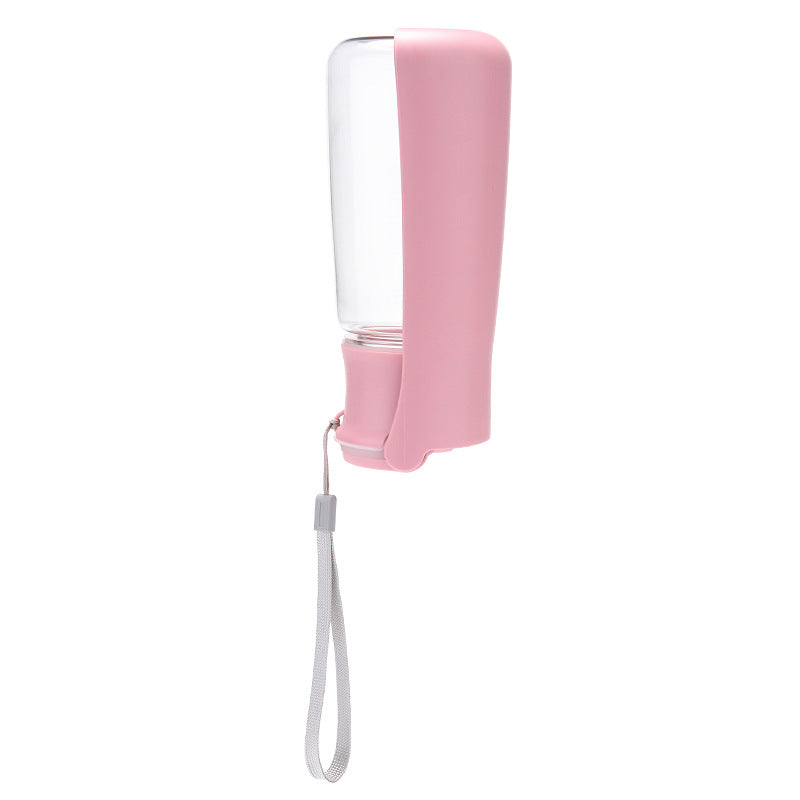 Foldable pet water bottle in pink, 550ml